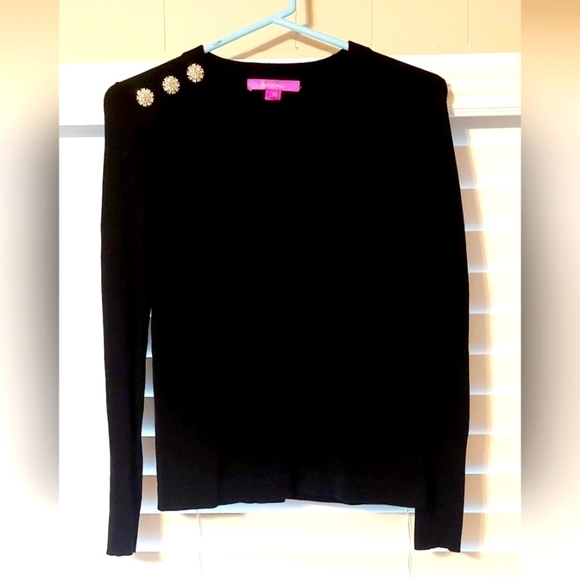 Lilly Pulitzer Morgan Jeweled  Black Long Sleeve Sweater Size XXS  Pre loved - Picture 3 of 9
